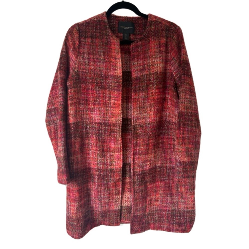 Christian Siriano Coat New York Lightweight Sweater Open Jacket Wool Blend Small
